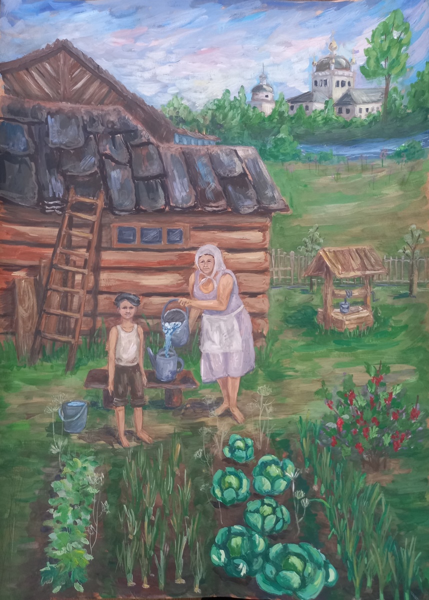 Помощник. (Юра Гагарин с матерью)